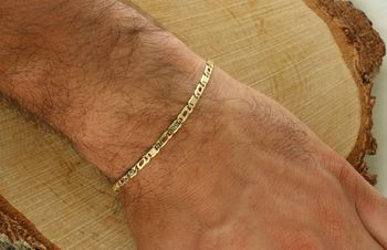 Złota bransoletka męska próby 585, splot Cartier 3,5 mm, długość 21 cm, waga 6,00 g. Model DIA-BRA-13589-585 z zapięciem na karabińczyk. Klasyczny, elegancki prezent dla mężczyzny.2.jpg